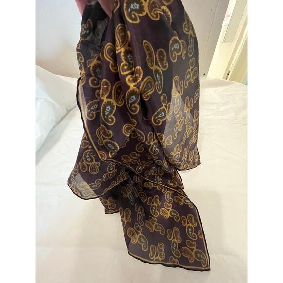 ROBERT TALBOTT Fine Silk Scarf Printed in Italy  - Purple - Semi Sheer - Picture 7 of 9